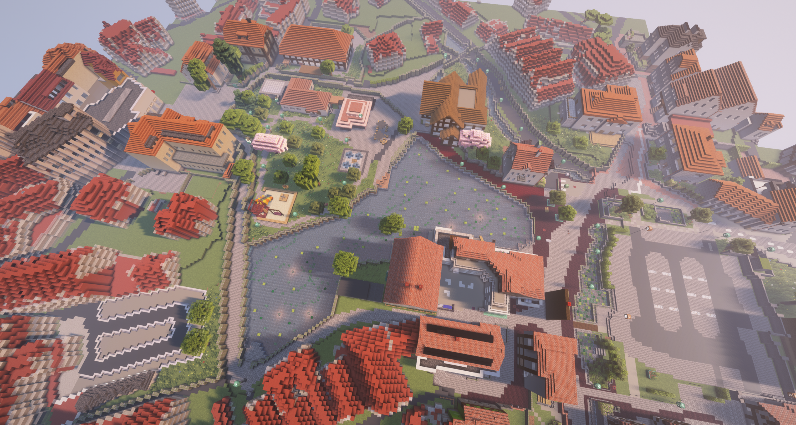 Luftbild von Soest in Minecraft
